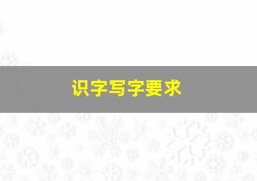 识字写字要求