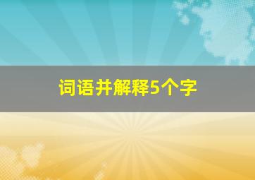 词语并解释5个字