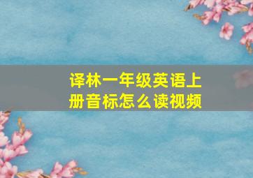 译林一年级英语上册音标怎么读视频