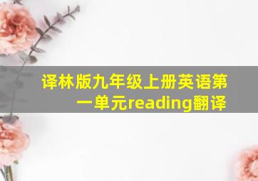 译林版九年级上册英语第一单元reading翻译