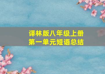 译林版八年级上册第一单元短语总结