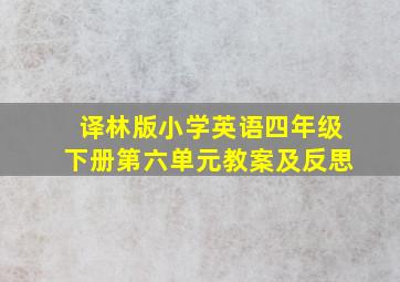 译林版小学英语四年级下册第六单元教案及反思