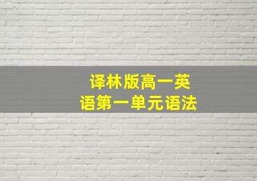 译林版高一英语第一单元语法