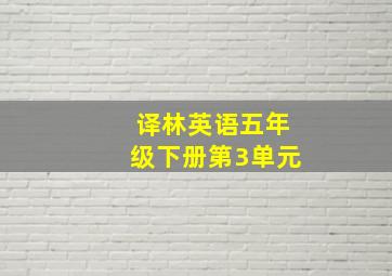 译林英语五年级下册第3单元