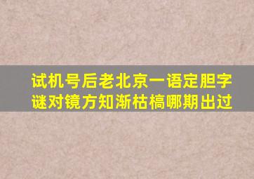 试机号后老北京一语定胆字谜对镜方知渐枯槁哪期出过