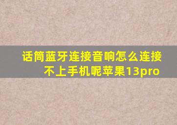 话筒蓝牙连接音响怎么连接不上手机呢苹果13pro