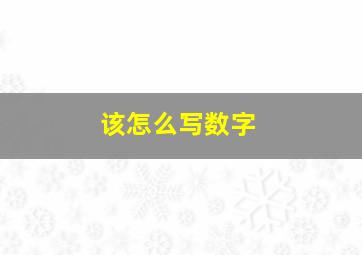 该怎么写数字