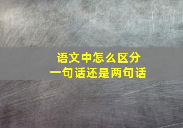 语文中怎么区分一句话还是两句话