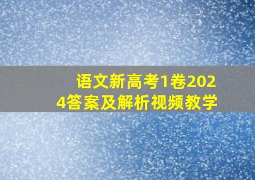 语文新高考1卷2024答案及解析视频教学