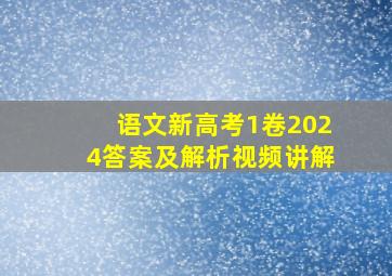 语文新高考1卷2024答案及解析视频讲解