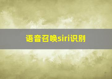 语音召唤siri识别