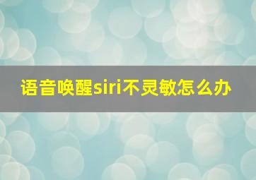 语音唤醒siri不灵敏怎么办