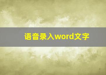 语音录入word文字