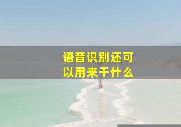 语音识别还可以用来干什么