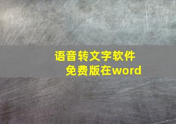 语音转文字软件免费版在word