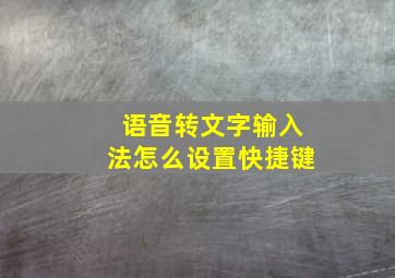 语音转文字输入法怎么设置快捷键