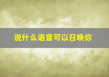 说什么语音可以召唤你