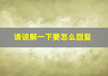 请谅解一下要怎么回复