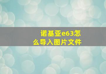 诺基亚e63怎么导入图片文件