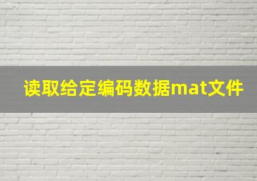 读取给定编码数据mat文件