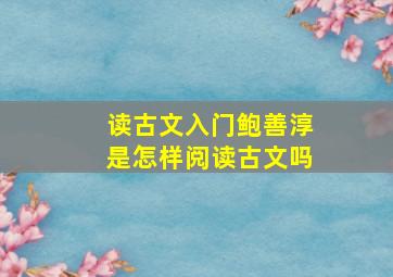 读古文入门鲍善淳是怎样阅读古文吗