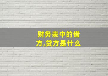 财务表中的借方,贷方是什么