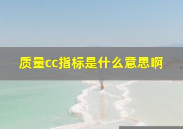 质量cc指标是什么意思啊