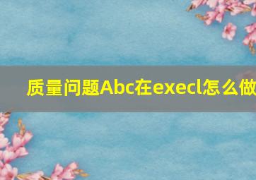 质量问题Abc在execl怎么做