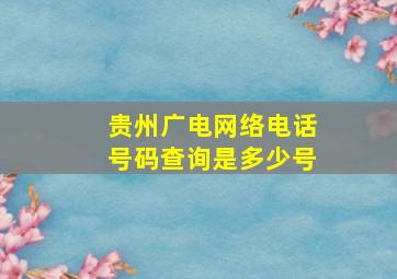 贵州广电网络电话号码查询是多少号