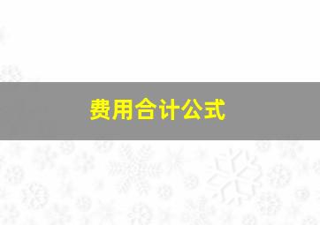 费用合计公式