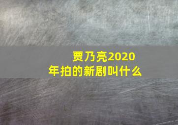 贾乃亮2020年拍的新剧叫什么