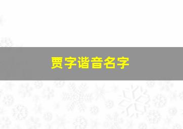 贾字谐音名字