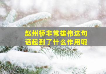 赵州桥非常雄伟这句话起到了什么作用呢