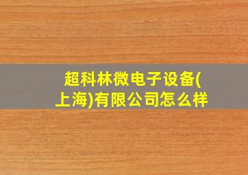 超科林微电子设备(上海)有限公司怎么样