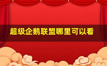 超级企鹅联盟哪里可以看