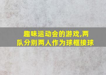 趣味运动会的游戏,两队分别两人作为球框接球