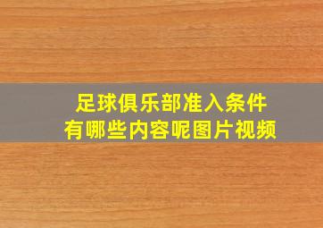 足球俱乐部准入条件有哪些内容呢图片视频