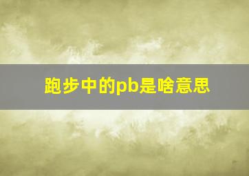 跑步中的pb是啥意思