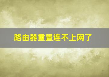 路由器重置连不上网了