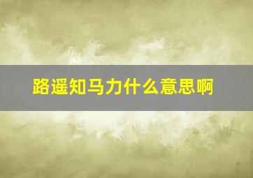 路遥知马力什么意思啊