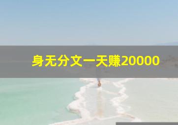 身无分文一天赚20000