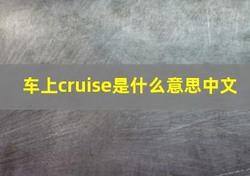 车上cruise是什么意思中文