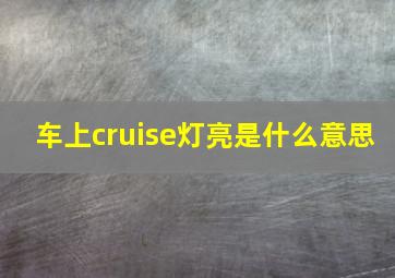 车上cruise灯亮是什么意思