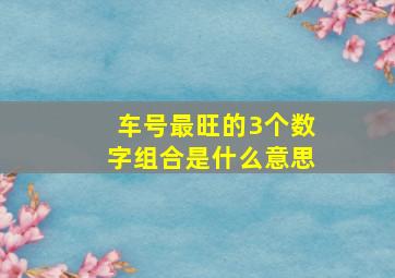 车号最旺的3个数字组合是什么意思