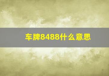 车牌8488什么意思