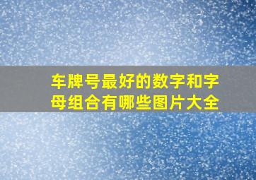 车牌号最好的数字和字母组合有哪些图片大全