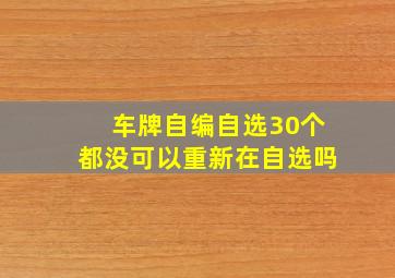 车牌自编自选30个都没可以重新在自选吗