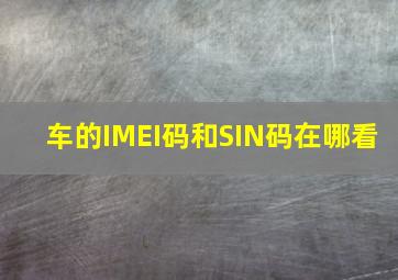 车的IMEI码和SIN码在哪看