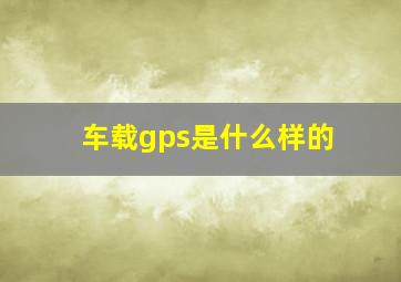 车载gps是什么样的