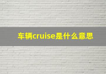 车辆cruise是什么意思